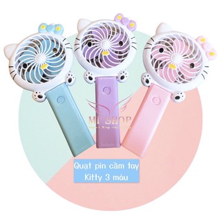 Quạt Pin Cầm Tay Hello Kitty Dùng Pin 3 Màu 🌸 Không hộp