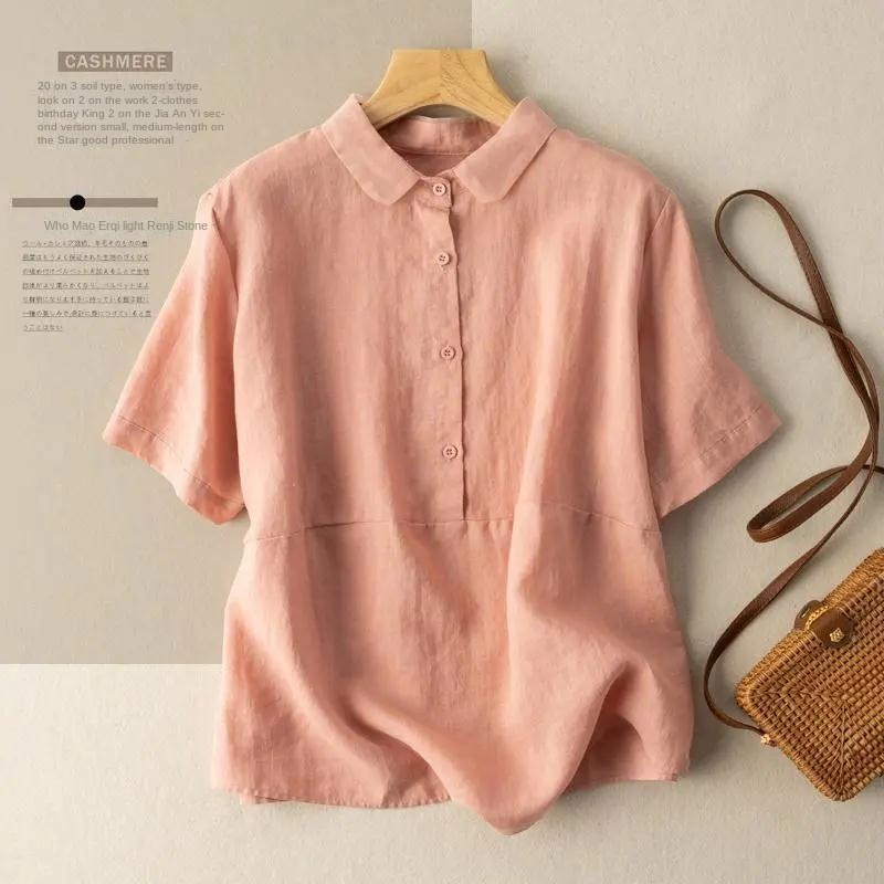 Áo Thun Tay Ngắn Thiết Kế Mới Chất Liệu Cotton Và Lanh Cao Cấp Thời Trang Dành Cho Nữ