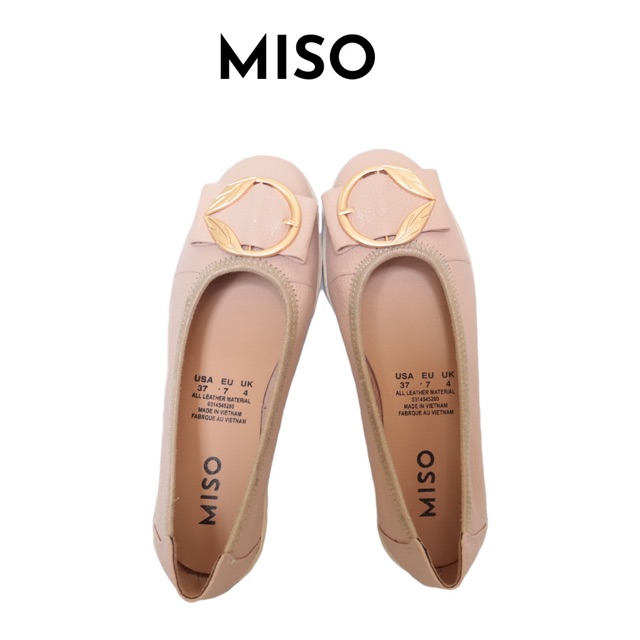 Giày búp bê nữ mũi tròn basic da thật êm mềm phối khoá độc đáo đi làm đi chơi MISO M020