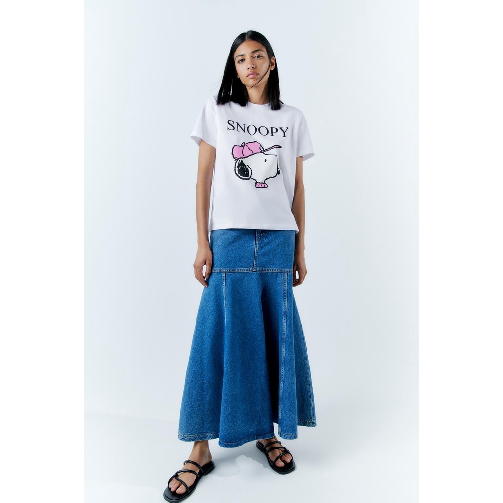 Zara Áo Thun Tay Ngắn In Hoạt Hình snoopy Dễ Thương Cho Nữ 0085426 0085/426