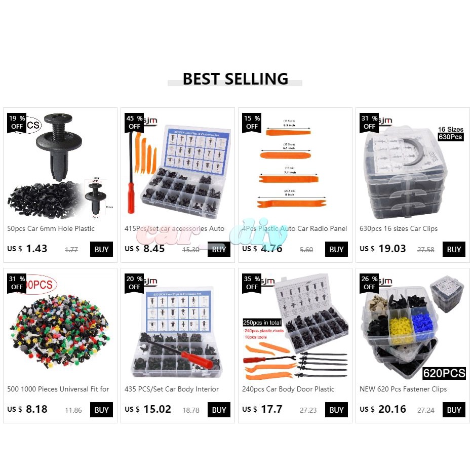 Set 50 Đinh Tán Nhựa 6mm Màu Đen Chuyên Dụng Cho Xe Hơi