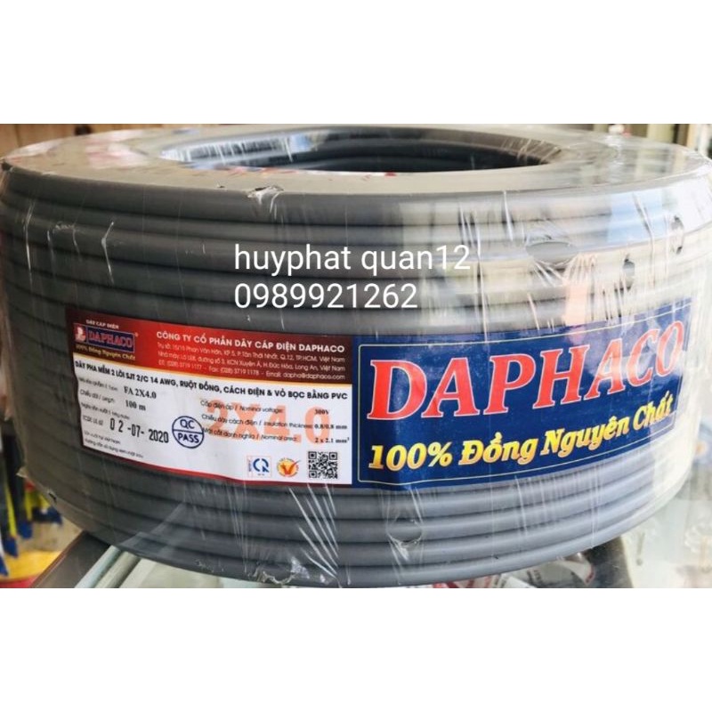Dây điện 2 lớp vỏ bọc daphaco lẻ 2x1.5, 2x2.5 ,2x4.0, 2x6.0/