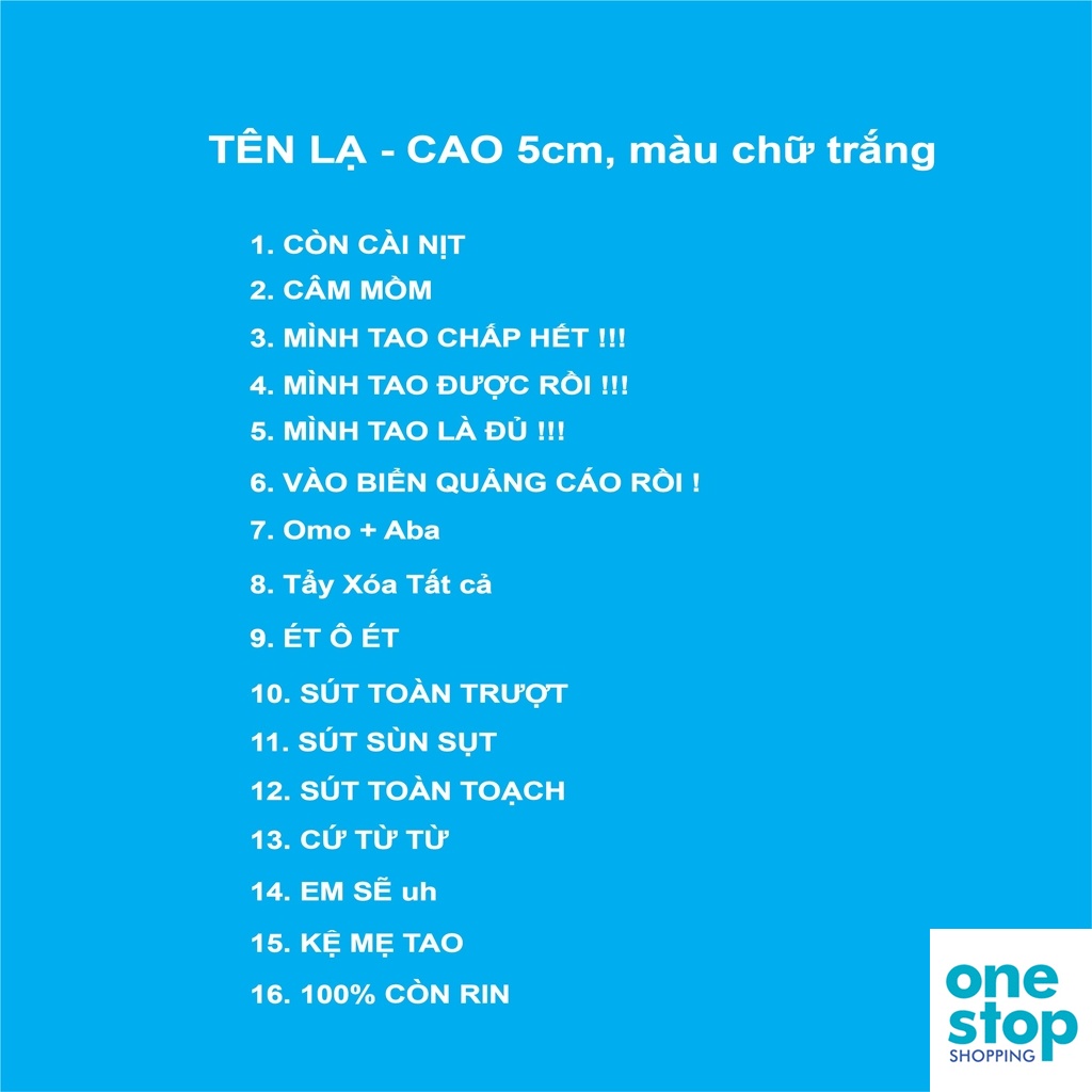 Tên độc in áo bóng đá từ 1-16 One shop