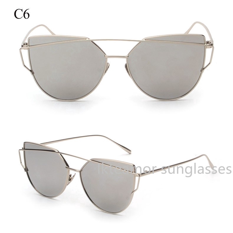 Kính mát kiểu mắt mèo gọng kim loại phong cách vintage thời trang