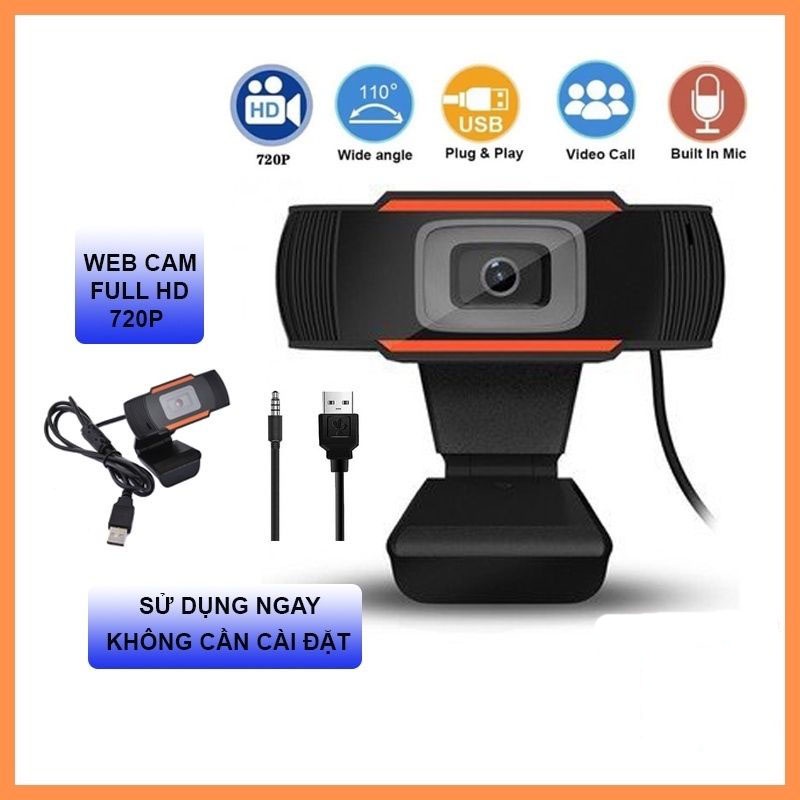 Webcam máy tính Full HD 720P/1080P, webcam laptop, hỗ trợ học trực tuyến, livestream có Mic