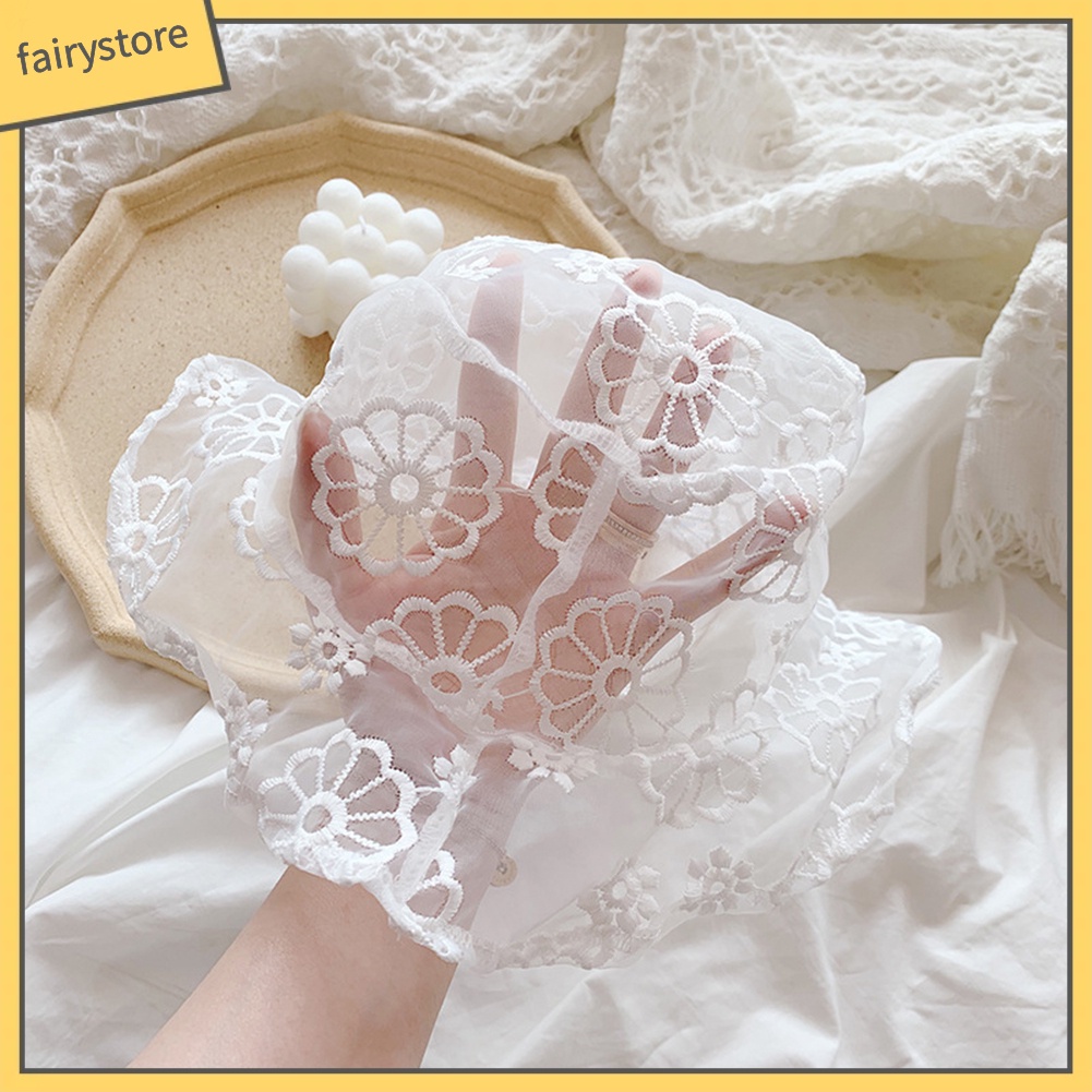 Mũ rộng vành phối ren hoa chống nắng cho bé gái