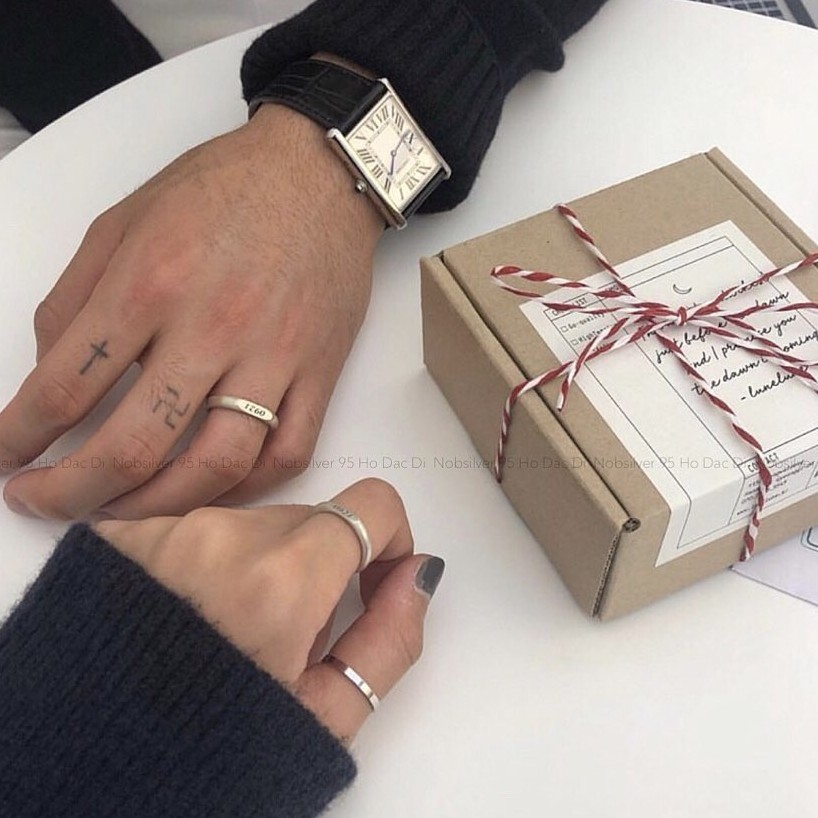 Nhẫn Bạc đôi hàng thiết kế khắc tên khắc chũ, Nhẫn Bạc đôi tình yêu thiết kế theo yêu cầu bằng bạc cao cấp TUNASILVER