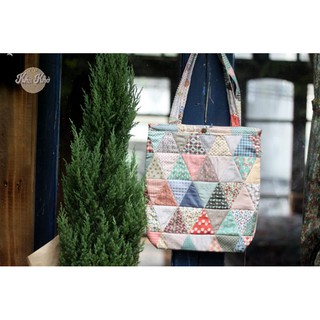 Túi tote chần bông vải ghép quilt