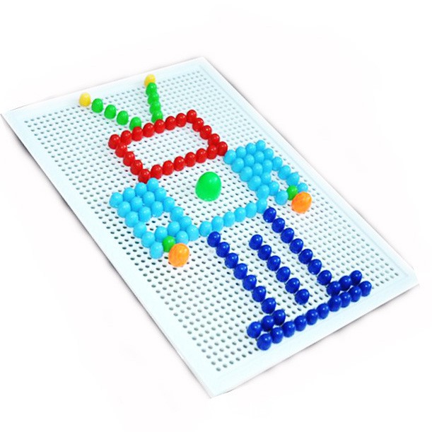 Đồ chơi xếp hình đinh nấm sáng tạo 296 chi tiết cho bé KB216082, bộ ghép hình hạt nhựa đinh nấm tạo hình nhiều màu