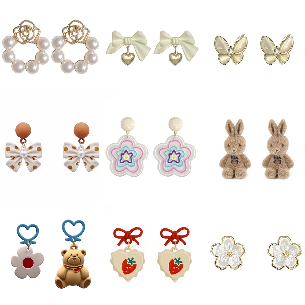 IF ME Bông tai kiểu nơ đính ngọc trai xinh xắn cho nữ