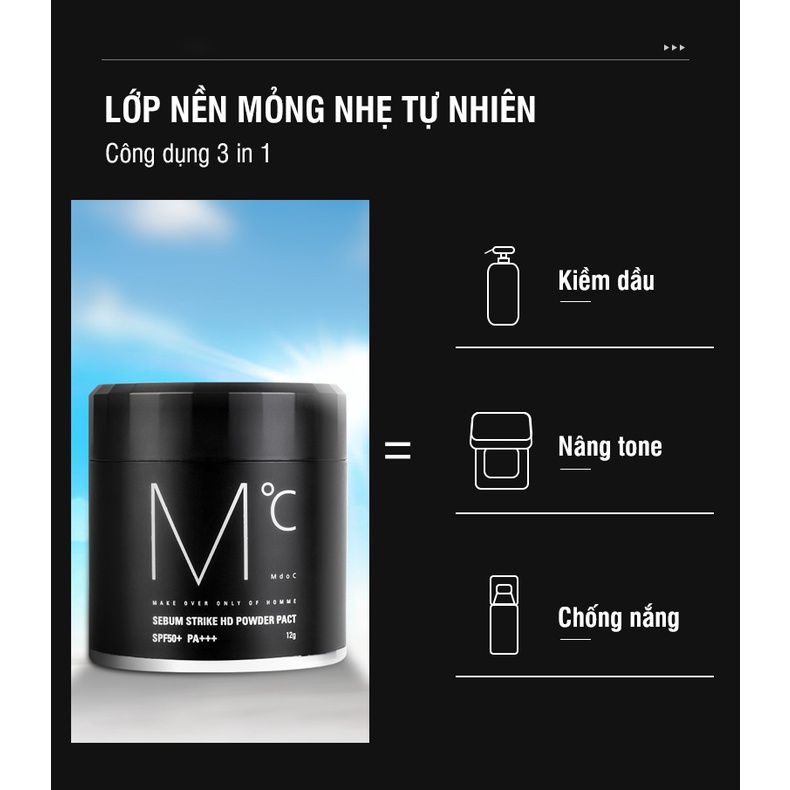 Phấn phủ kiềm dầu MdoC Sebum Strike HD Powder Pact 12ml - Mỹ Phẩm Nam - Hàn Quốc