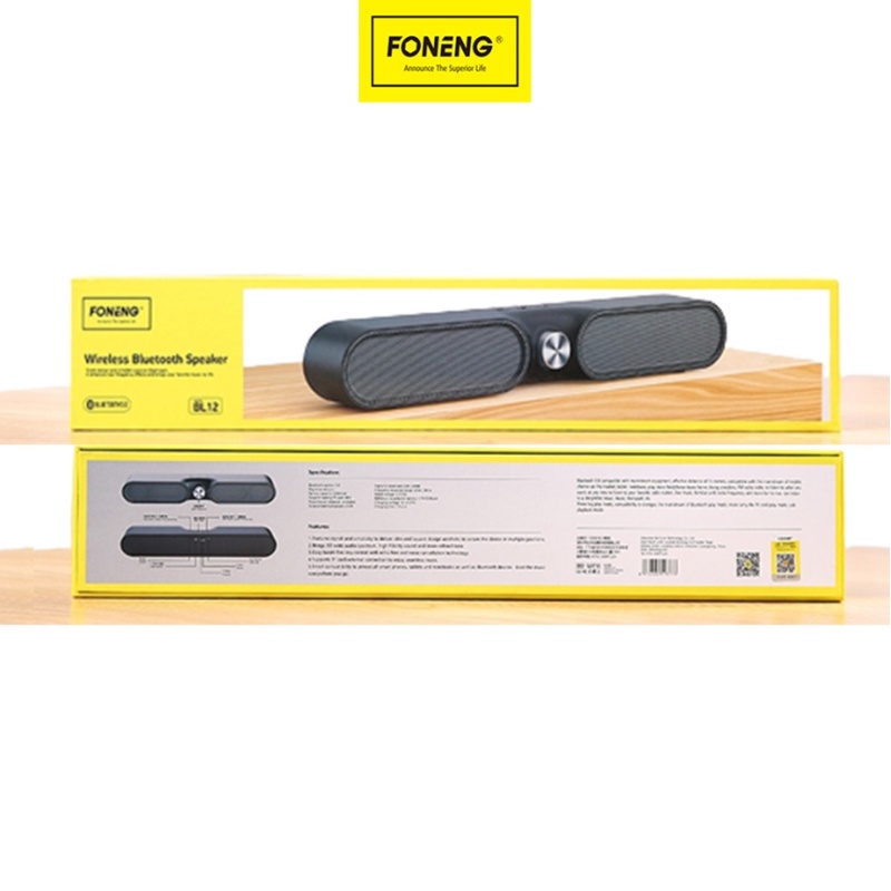 Loa bluetooth BL12 Foneng Flagship dáng dài 2 loa cực đỉnh, kiểu dáng sang trọng hỗ trợ thẻ nhớ chơi nhạc 8h liên tiếp