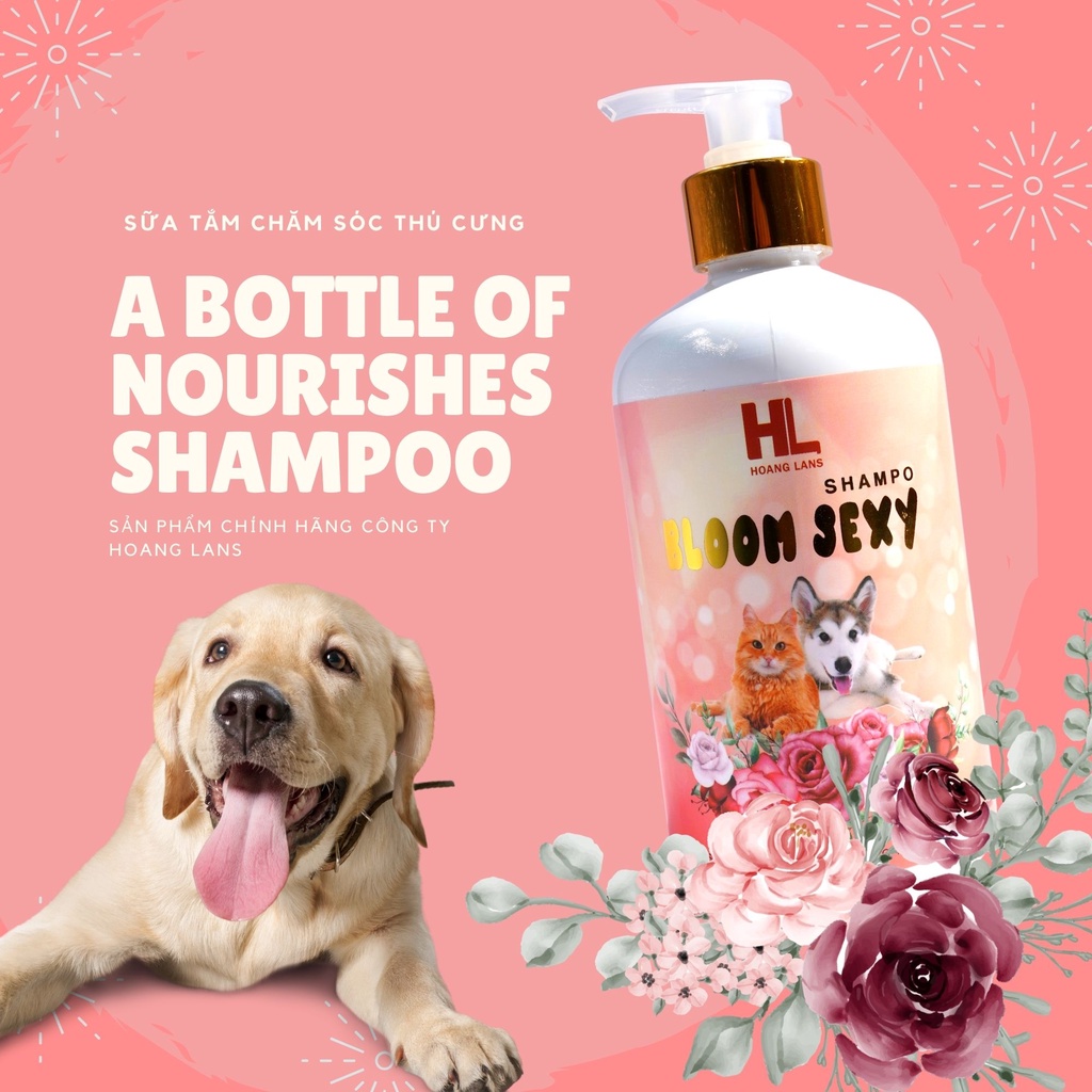 Sữa tắm cho chó mèo, chiết xuất từ hoa, lá thảo dược thiên nhiên giúp khử mùi hôi, thơm lâu, ngừa ve bọ chét bloom sexy