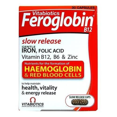 Feroglobin Capsules (sắt dạng viên 30 viên) của Vitabiotics UK )