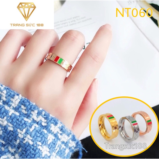 Nhẫn titan ko đEn hoa văn NT060