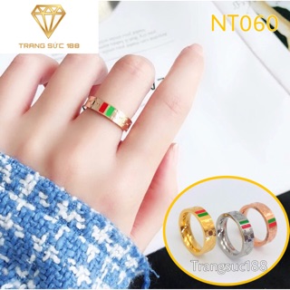 Nhẫn titan ko đEn hoa văn NT060
