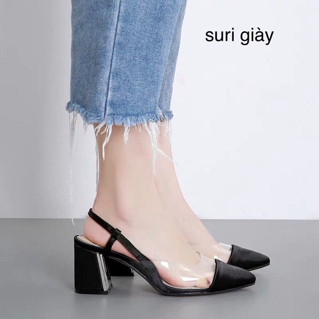 [Mã FASHIONG10 giảm 10k đơn 50k] giày cao gót meka kín mũi gót vuông7p êm chân (H8) | BigBuy360 - bigbuy360.vn