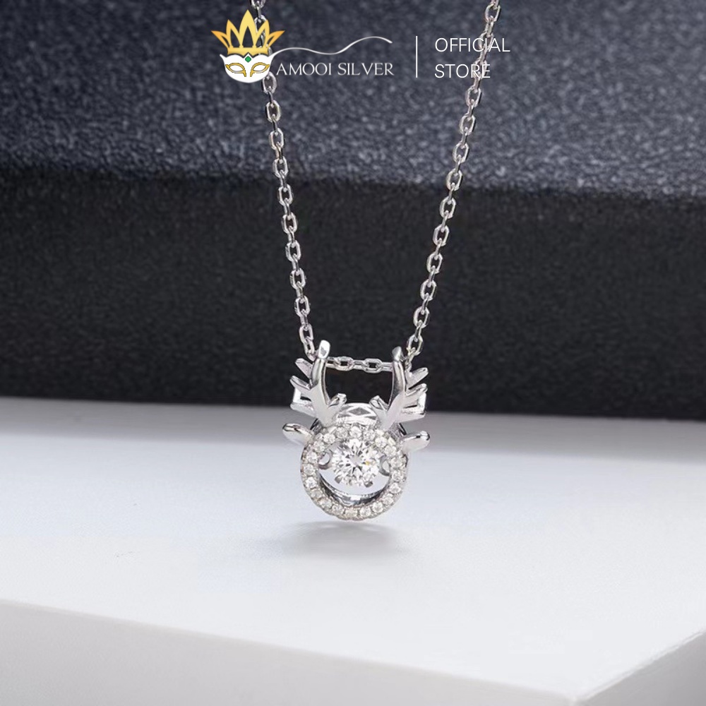 Dây Chuyền Bạc S925 Sừng Hươu Đính Đá Sang Trọng - Amooi Silver AD18