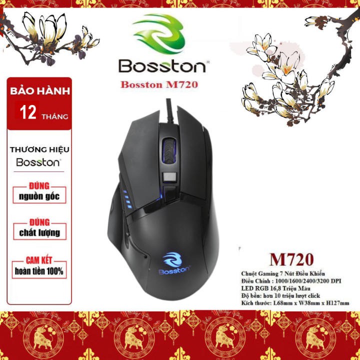 Chuột Bosston M720 Chuyên Game LED RGB - Bảo Hành 12 Tháng