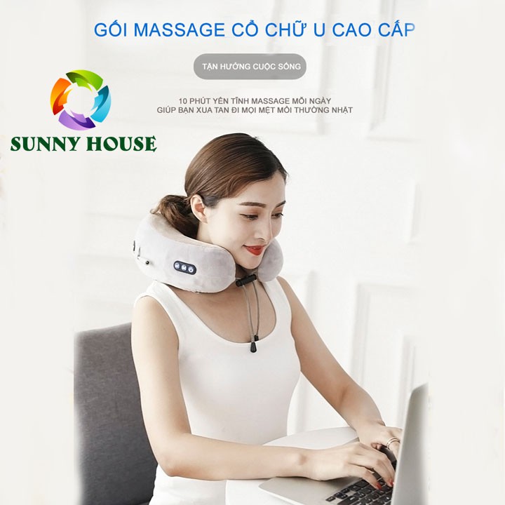 [LOẠI 1] Gối massage cổ chữ U, gối massage cổ vai gáy cực hiệu quả