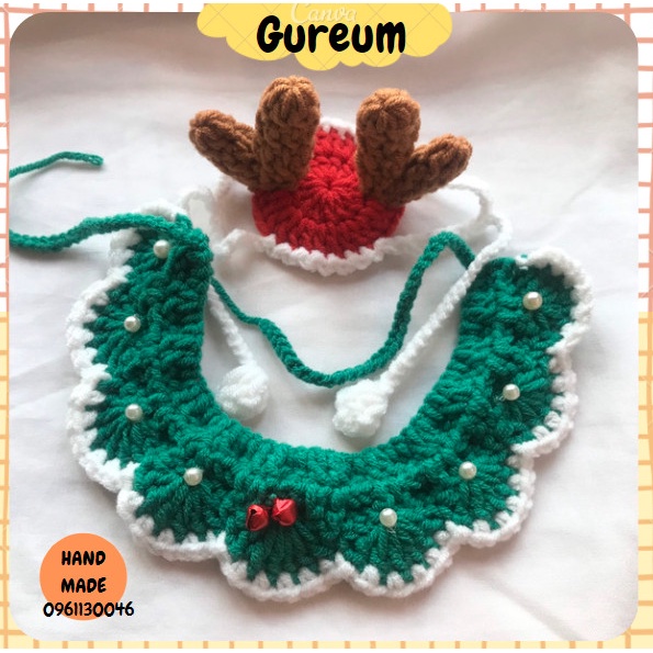 Set mũ tuần lộc + yếm cây thông đón noel cho boss