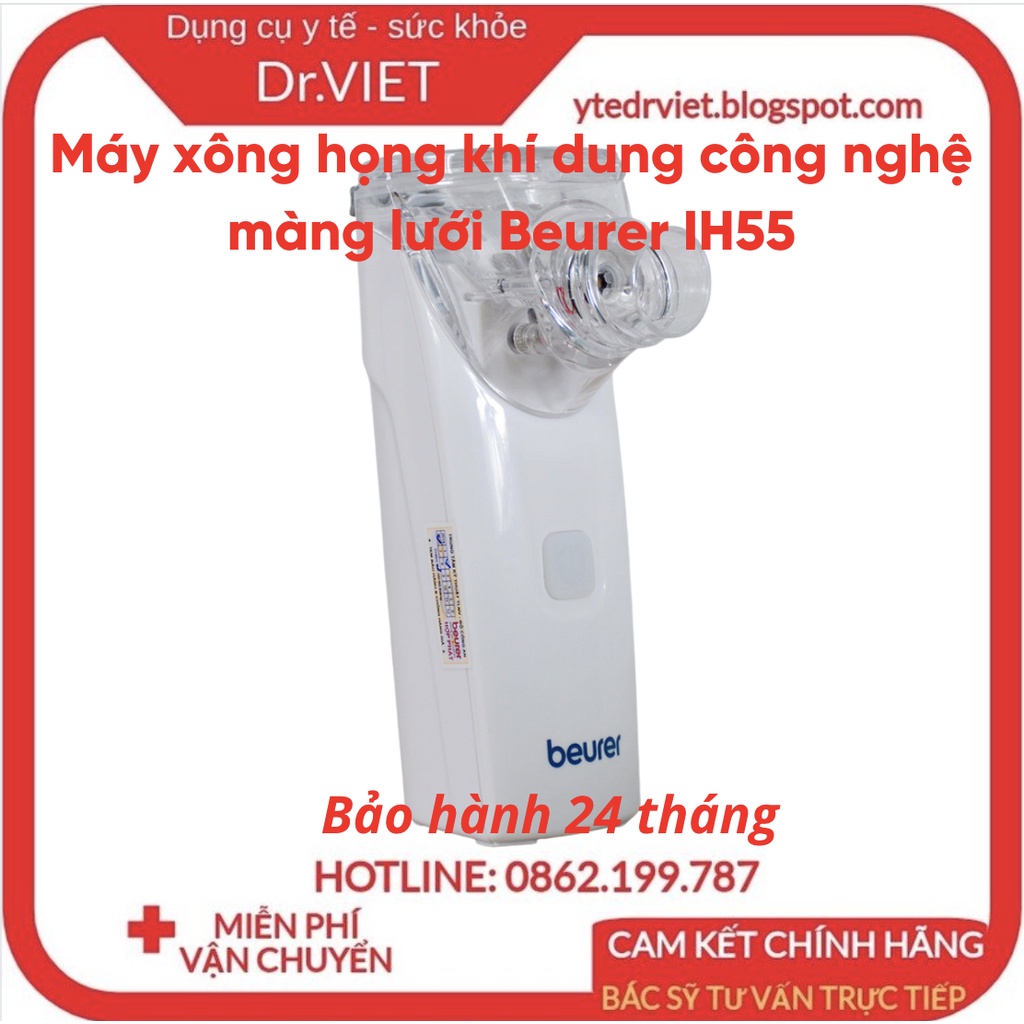 MÁY XÔNG HỌNG KHÍ DUNG IH55-XUẤT XỨ ĐỨC, CHỮA BỆNH ĐƯỜNG HÔ HẤP, HEN SUYỄN, VIÊM XOANG, CẢM LẠNH