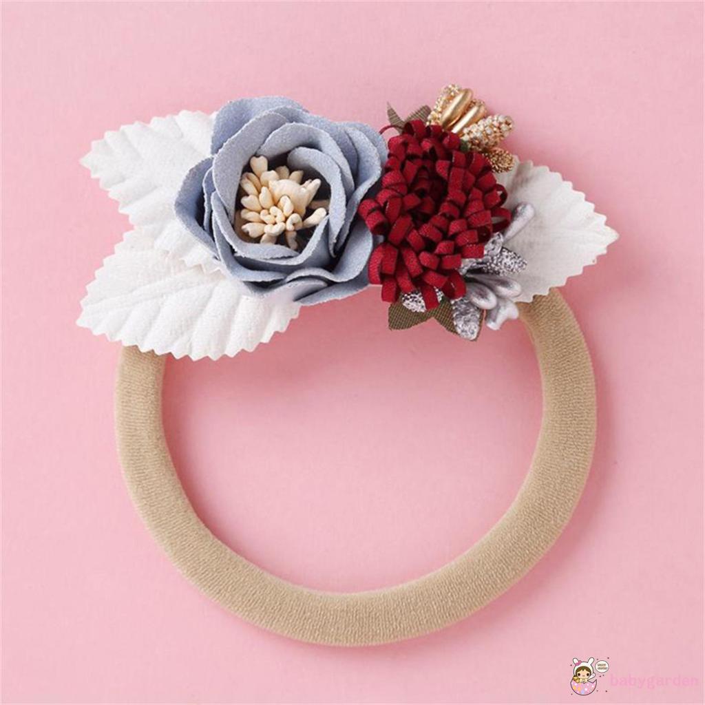 Băng Đô Hoa Mềm Mại Co Giãn Làm Phụ Kiện Chụp Ảnh Cho Bé Gái