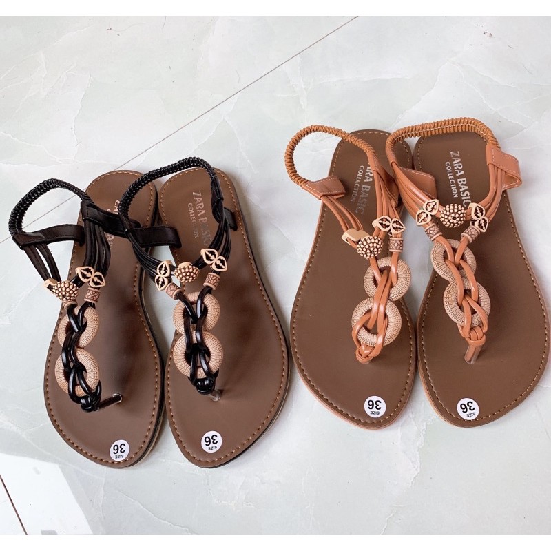 sandal nữ kiểu xăng đan đế bệt xỏ  ngón  có đính gỗ