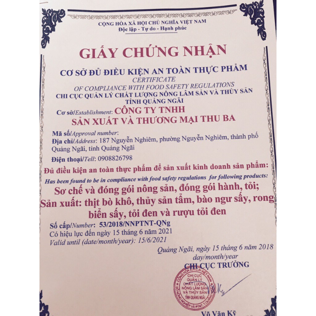 Bò Khô  hàng Việt nam chất lượng cao 100% loại sợi Thu Ba 100 gram, đặc sản Quảng Ngãi, miền Trung