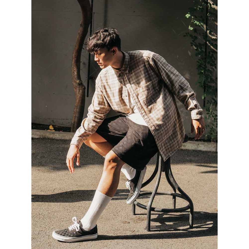Quần Nam Nữ PC BRAND - PC Black Monogram Shorts Đen Chân Cua 100%