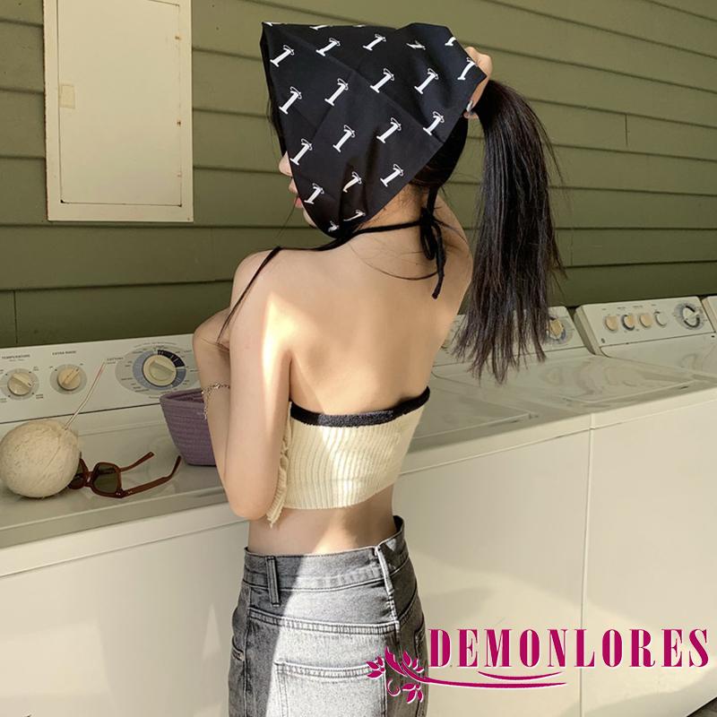 Áo Dệt Kim Sát Nách Hở Lưng Màu Sắc Tương Phản Cho Nữ