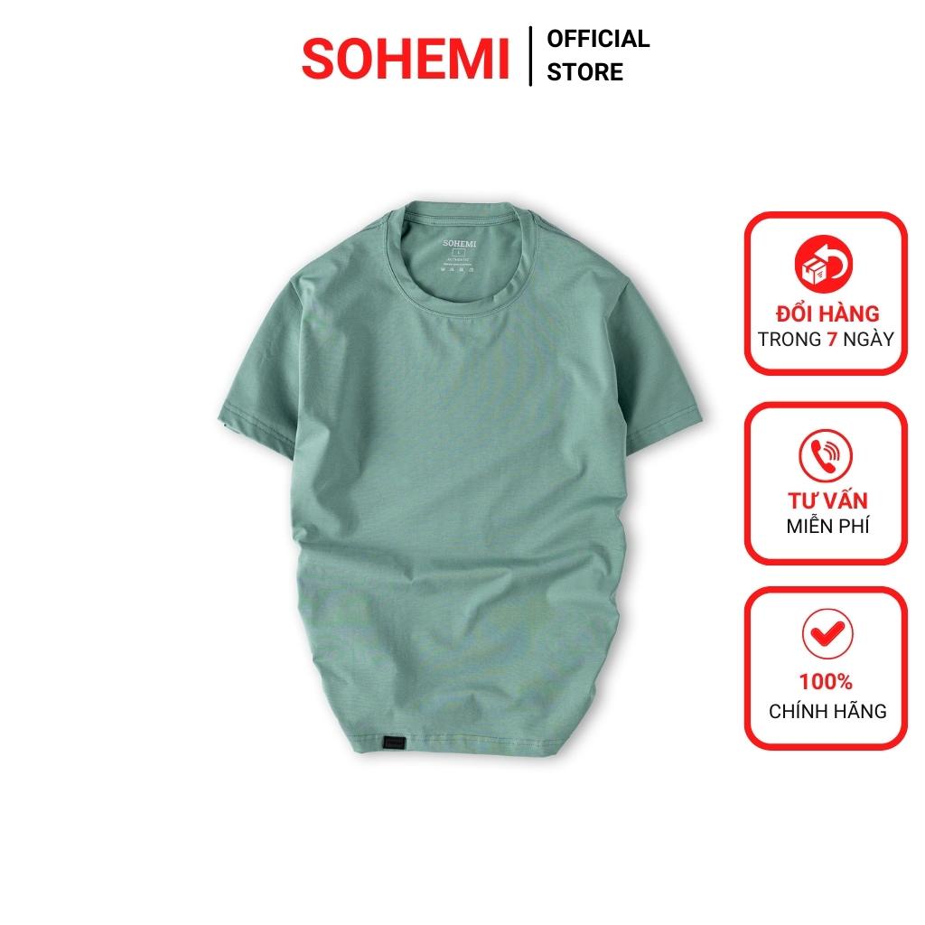 Áo thun nam màu xanh ngọc cổ tròn vải cotton cao cấp co giãn 4 chiều SOHEMI