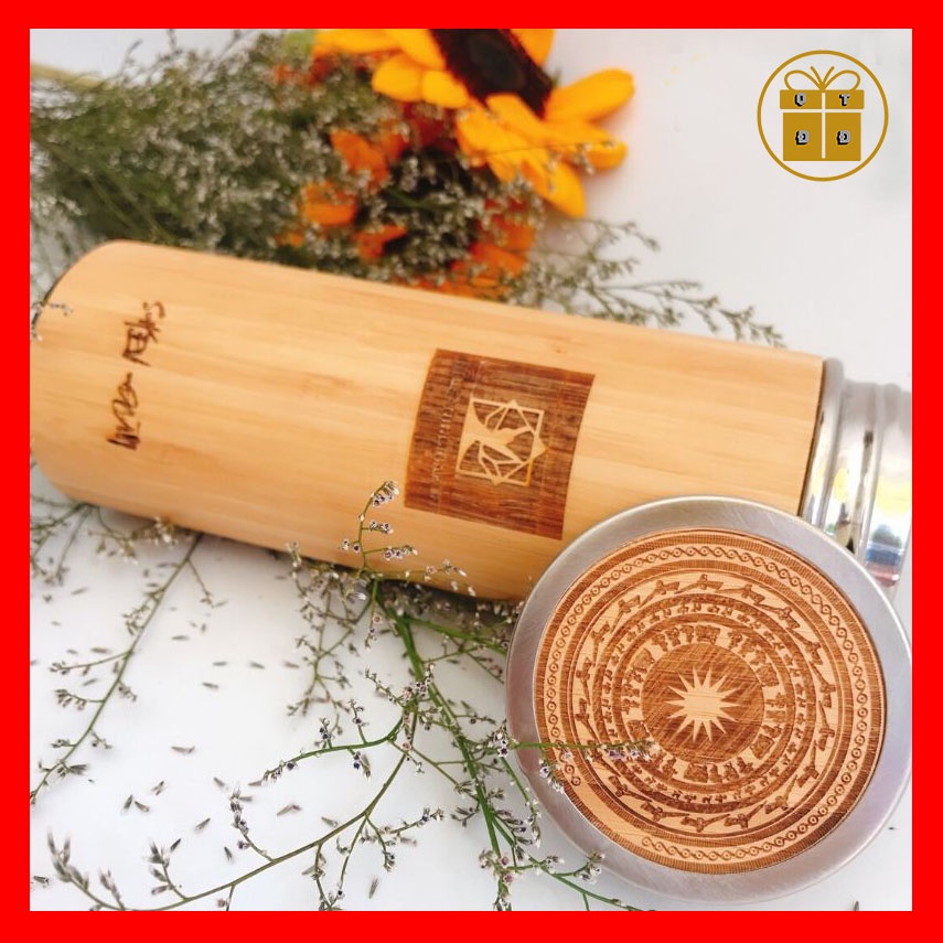 Bình Giữ Nhiệt Khắc Tên (Khắc Hình Và Chữ) - Bình Giữ Nhiệt Vỏ Tre Cao Cấp Quà Sinh Nhật, Quà Tặng Cho Nữ