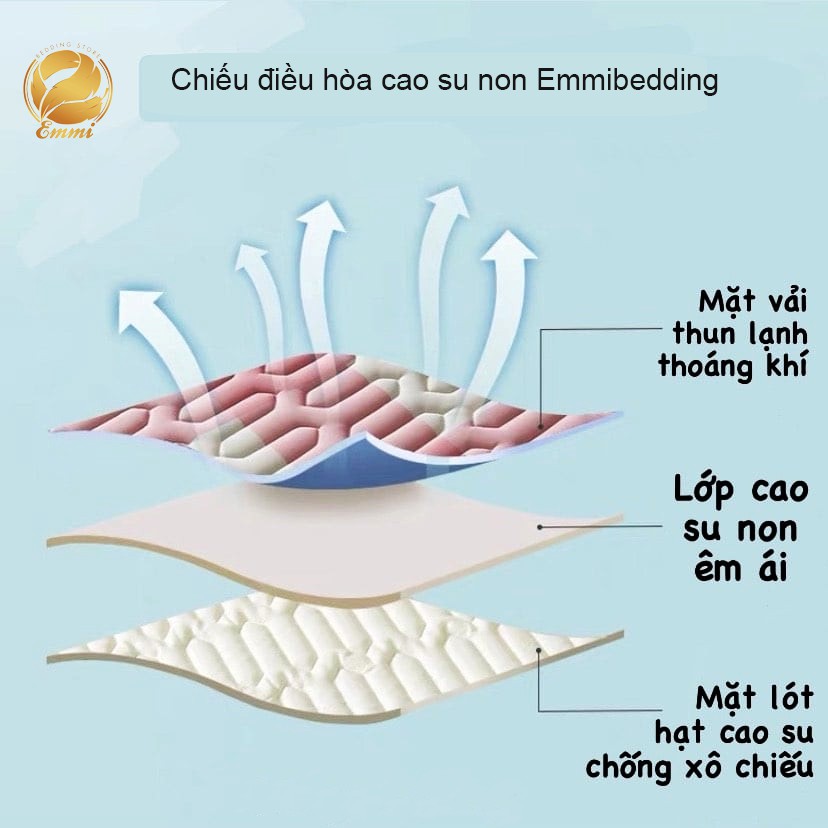 [Mã LIFEM1 giảm 50k đơn 99k] Chiếu điều hòa cao su non trần tim Emmibedding mẫu mới 2021