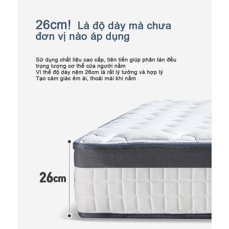 Nệm Lò Xo Túi Độc Lập Samick Hút Chân Không Transform nhập khẩu từ Hàn Quốc 140cm x 200cm x 26cm - Nệm êm và thoáng mát