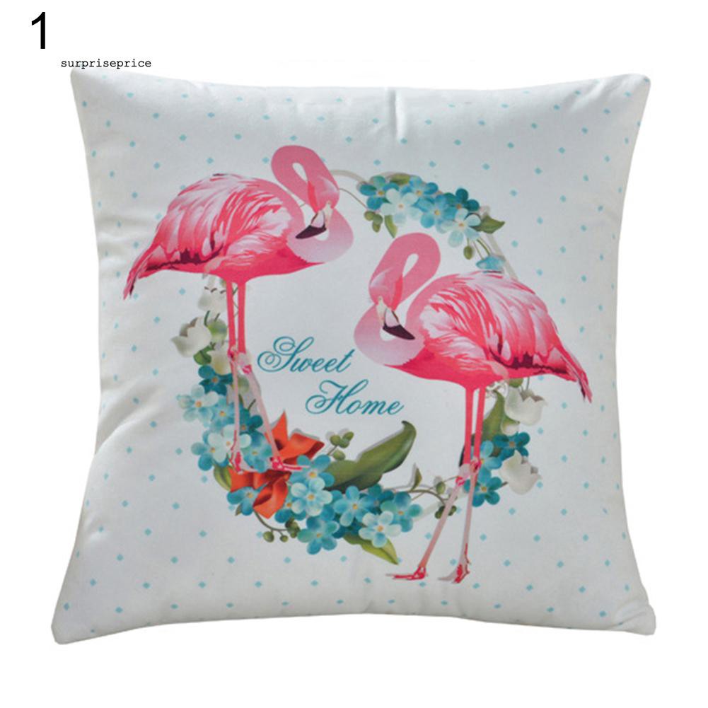 Vỏ gối vuông in hình hồng hạc độc đáo phong cách