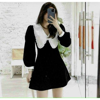 Đầm xoè phối cổ peter trắng