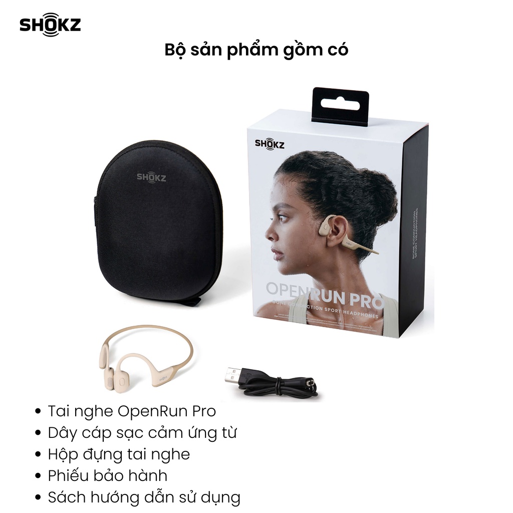Tai Nghe Bluetooth Thể Thao Truyền Âm Thanh Qua Xương SHOKZ OPENRUN PRO S810 Màu Be - Bảo Hành 2 Năm