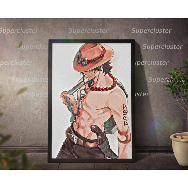 Tranh Vải Bạt Treo Tường Trang Trí In Hình Anime One Piece Ace