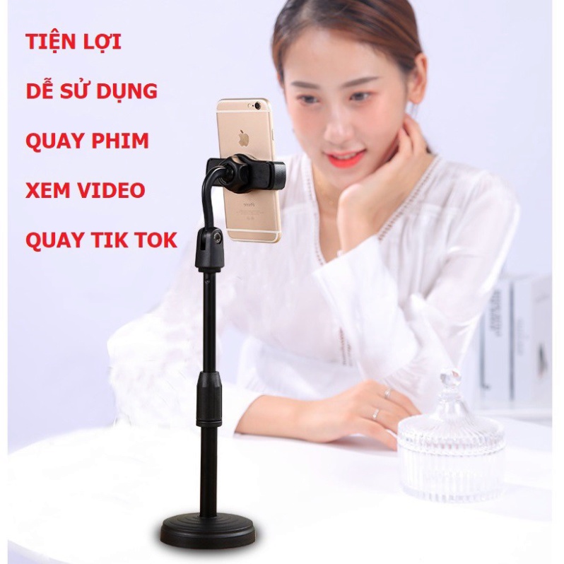 Giá đỡ điện thoại - Chân kẹp điện thoại để bàn livestream, để học, xem videos xoay 360 độ có điều chính được góc nghiêng