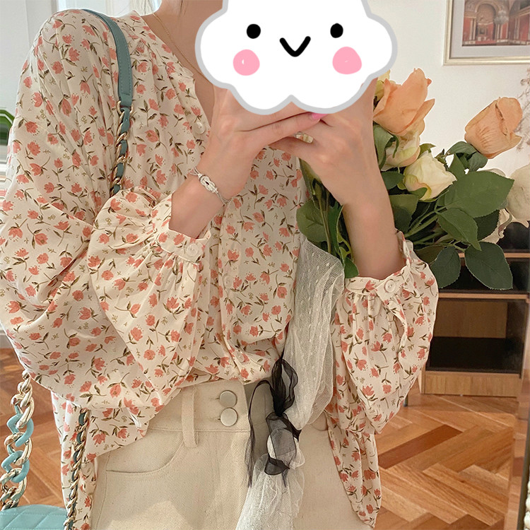 Áo Sơ Mi Nữ Tay Dài Họa Tiết Hoa Thời Trang Cá Tính