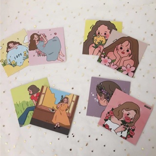 Set postcard tranh cô gái dễ thương