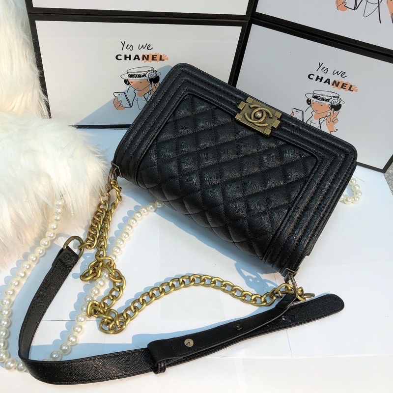 Túi xách nữ dáng hộp / túi xách boy khoá đep dây xích pha da hot G761 - OK SHOP