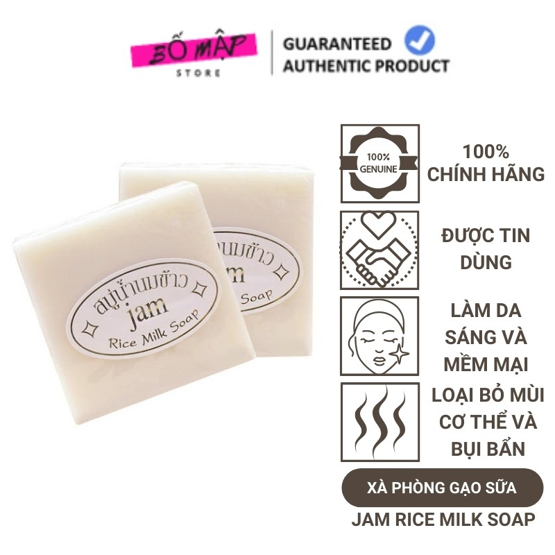 [SALE] [CAM KẾT 100% CHÍNH HÃNG] Xà Phòng Cám Gạo Trắng Da Jam Rice Milk Soap Thái Lan