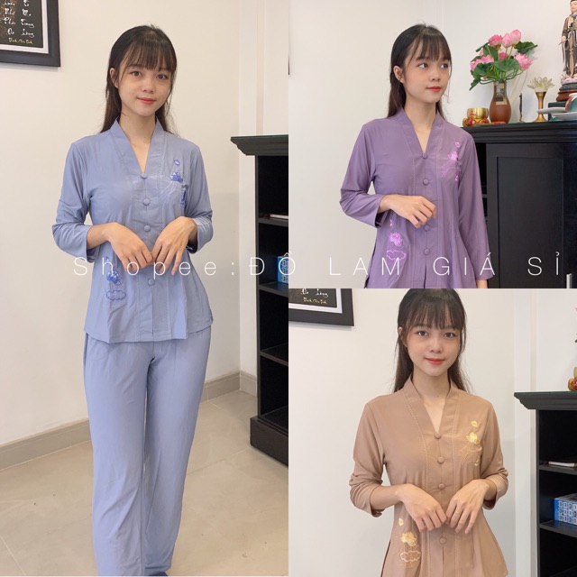 Áo Lam Đi Chùa # THUN LẮC SEN THÊU GIÁ RẺ VÔ ĐỊCH
