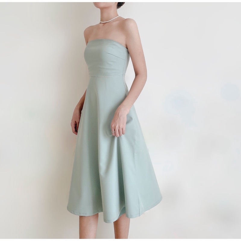 Đầm cup xanh min TIEUDESIGN phom midi