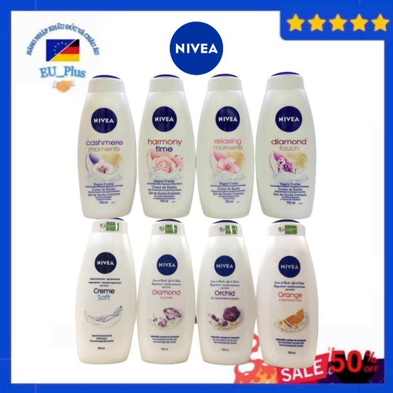 Sữa Tắm Dưỡng Da Mềm Mịn Trắng Sáng NIVEA 750ml Đức