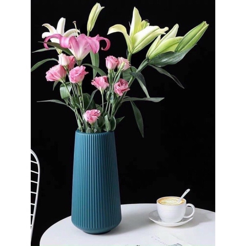 Lọ cắm hoa nhựa giả sứ decor gia đình siêu đẹp