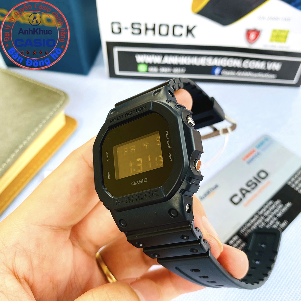 Đồng hồ nam G-SHOCK chính hãng Casio Anh Khuê DW-5600BB-1DR bền - dây đeo bằng nhựa