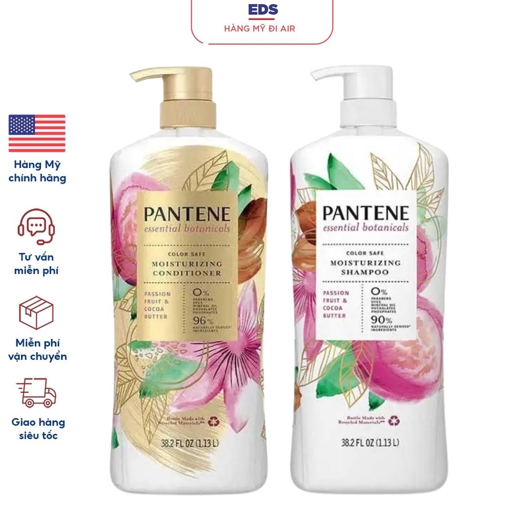 Dầu gội và dầu xả Pantene Essential Botanicals Passion Fruit &amp; Cocoa Butter - EDS Hàng Mỹ